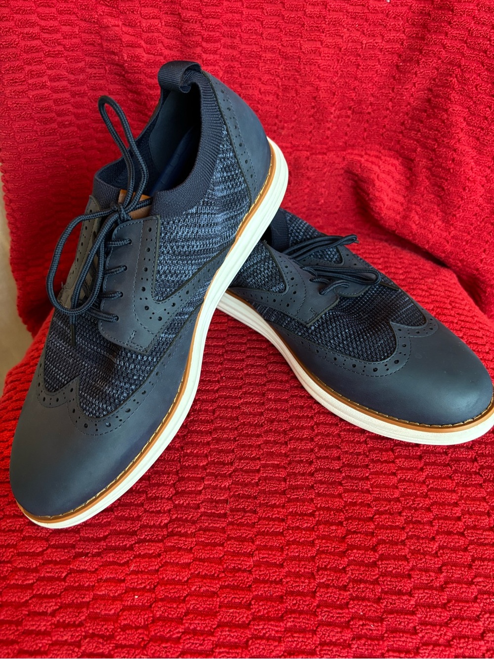 Men's Navy Wingtip Bruno Marc Derby Sneakers - Lightweight Lace-Up Comfort